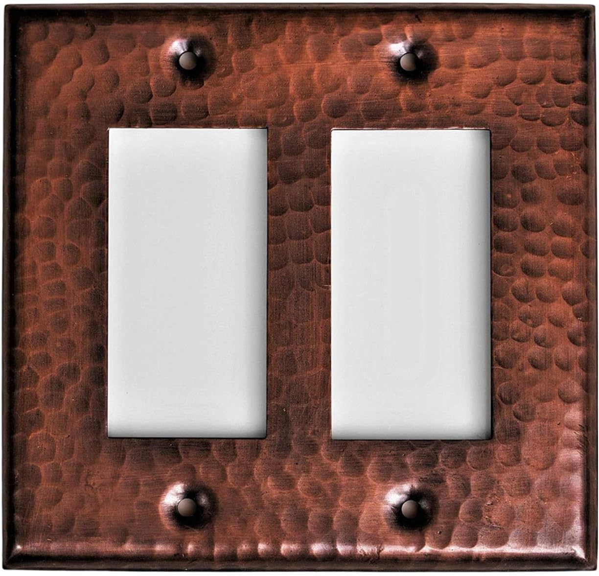 Double Rocker Hand Hammered Copper Switch Plate Wall Plates & Covers Switch Plates & Outlet Covers