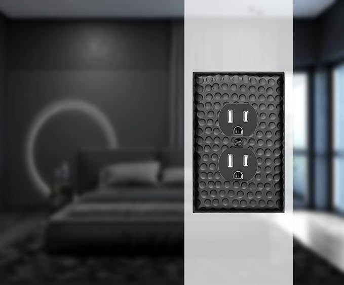 Hammered Black 1-Gang Duplex Outlet Plate