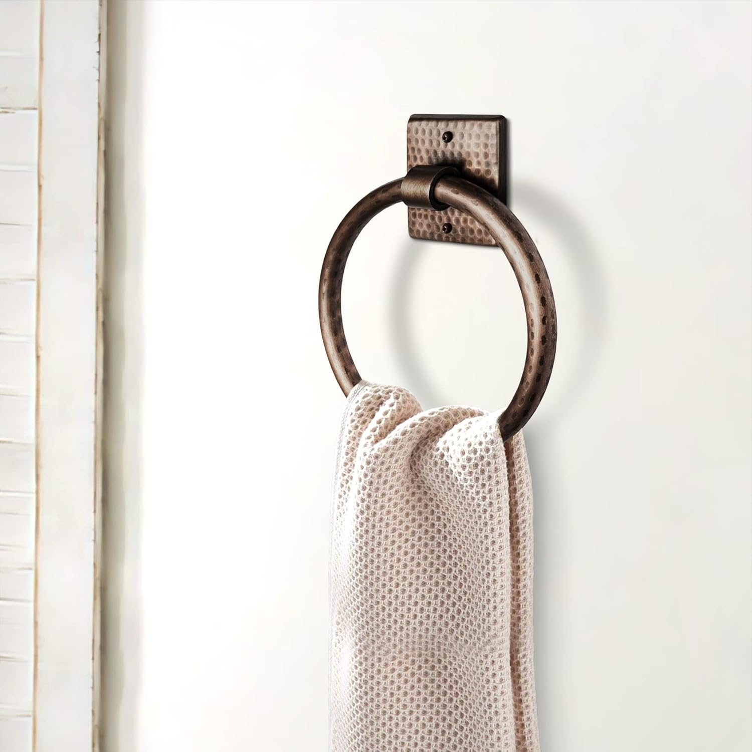 Hammered Copper Hand Towel Holder 7 - Inch Antique Copper Finish Towel Racks Bathroom Set