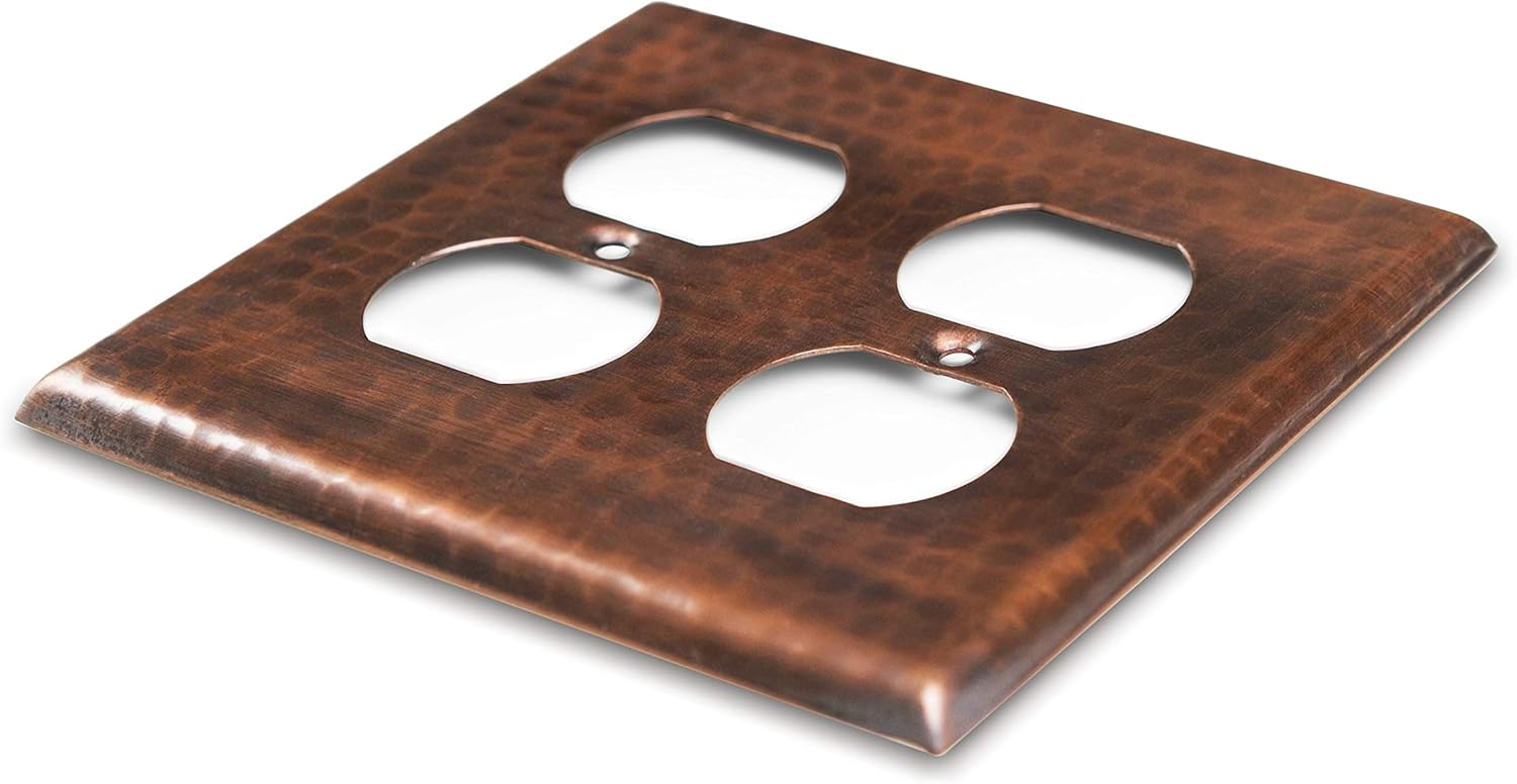 Pure Copper Hammered Double Duplex Wall Plate Wall Plates & Covers Switch Plates & Outlet Covers