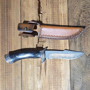 Damascus Steel Knife with Sheath - Old West Iron