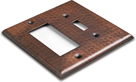 Hand Hammered Copper Toggle Rocker Combination Switch Plate