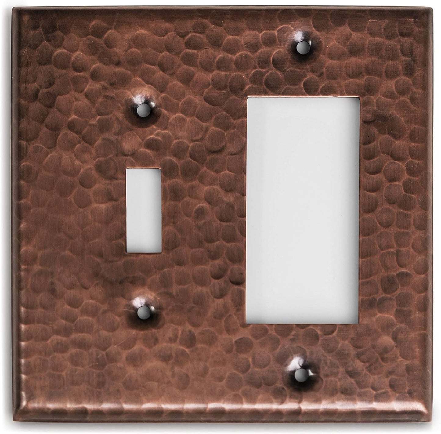 Hand Hammered Copper Toggle Rocker Combination Switch Plate