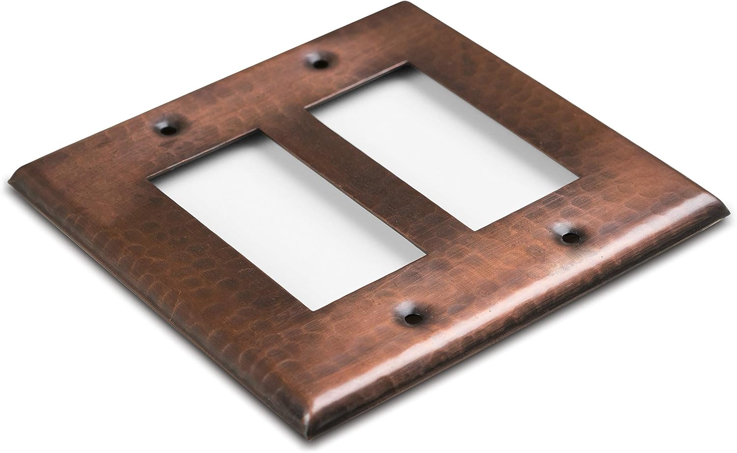 Double Rocker Hand Hammered Copper Switch Plate Wall Plates & Covers Switch Plates & Outlet Covers
