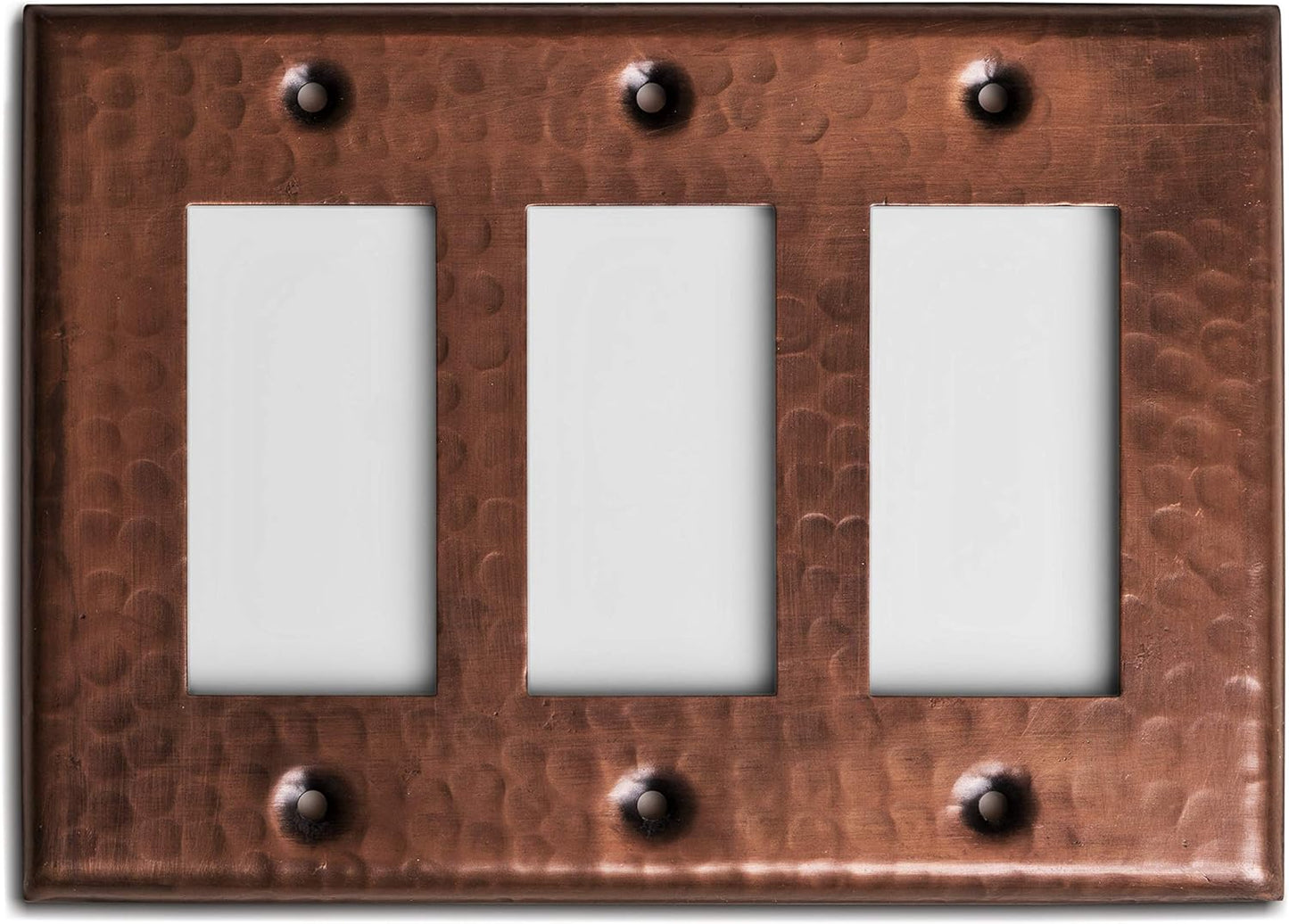 Pure Copper Hammered Triple Rocker Switch Plate