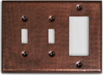 Hand Hammered Copper Triple Switch Plate - Toggle Rocker Combination Wall Plates & Covers Switch Plates & Outlet Covers