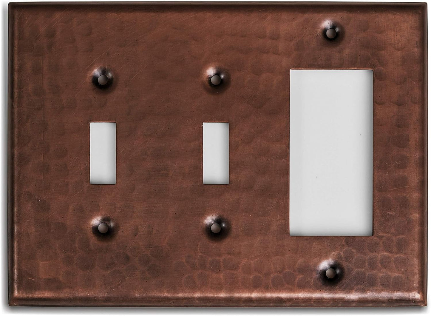 Hand Hammered Copper Triple Switch Plate - Toggle Rocker Combination