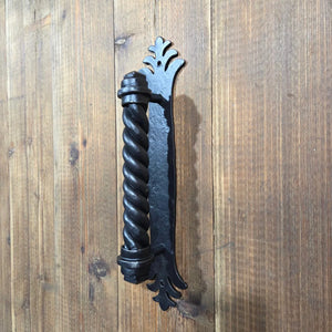 Greco-Persian Door Pull with Distressed Backplate - Old West Iron