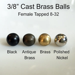 Brass Ball - 3/8" Diameter - Threaded 8-32 - Black