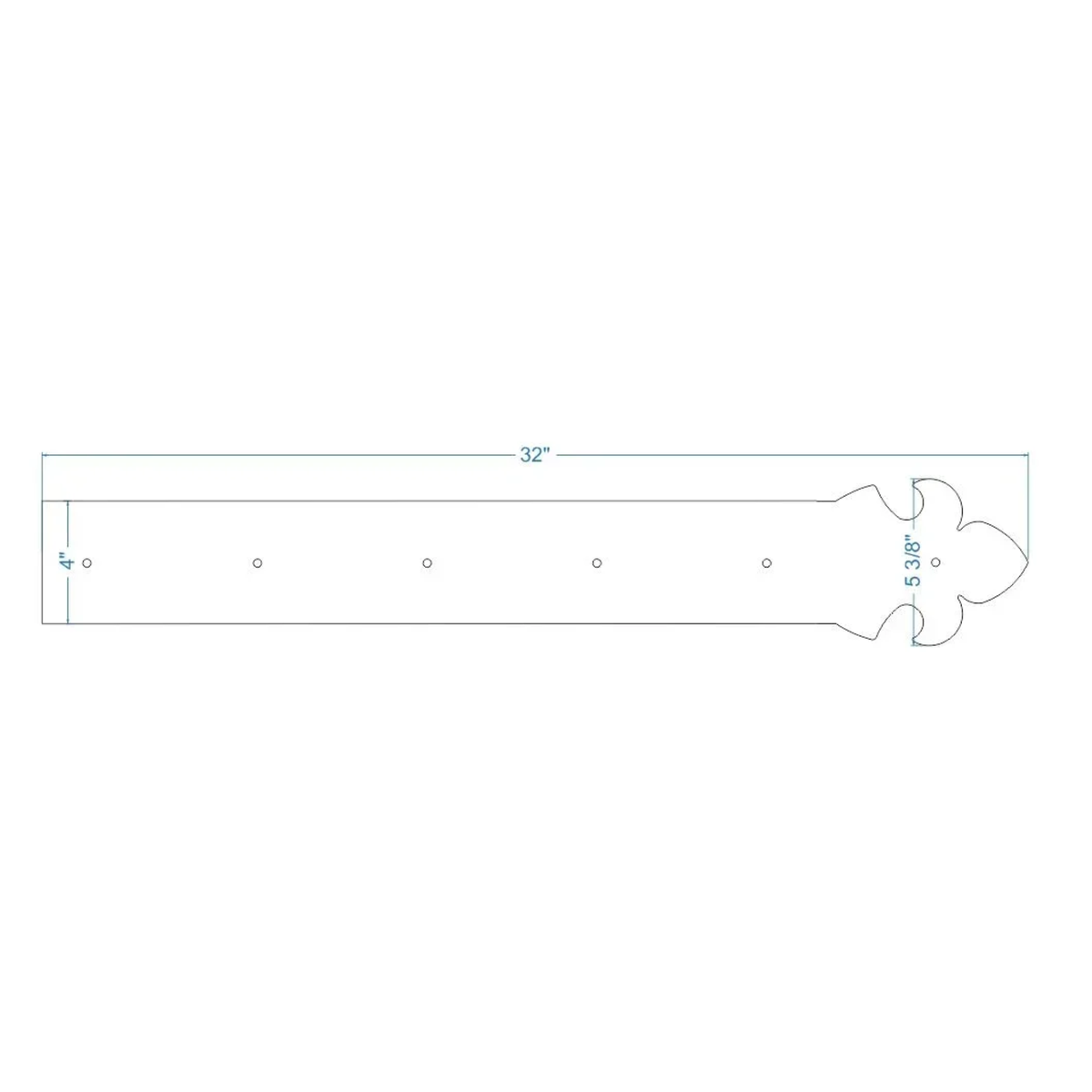 British Fleur De Lis Iron Garage Door Dummy Hinge Strap