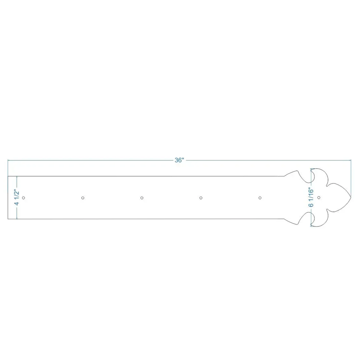 British Fleur De Lis Iron Garage Door Dummy Hinge Strap