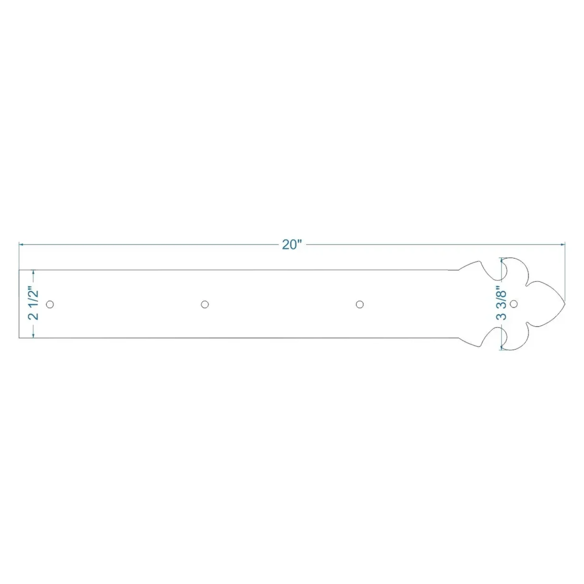British Fleur De Lis Iron Garage Door Dummy Hinge Strap