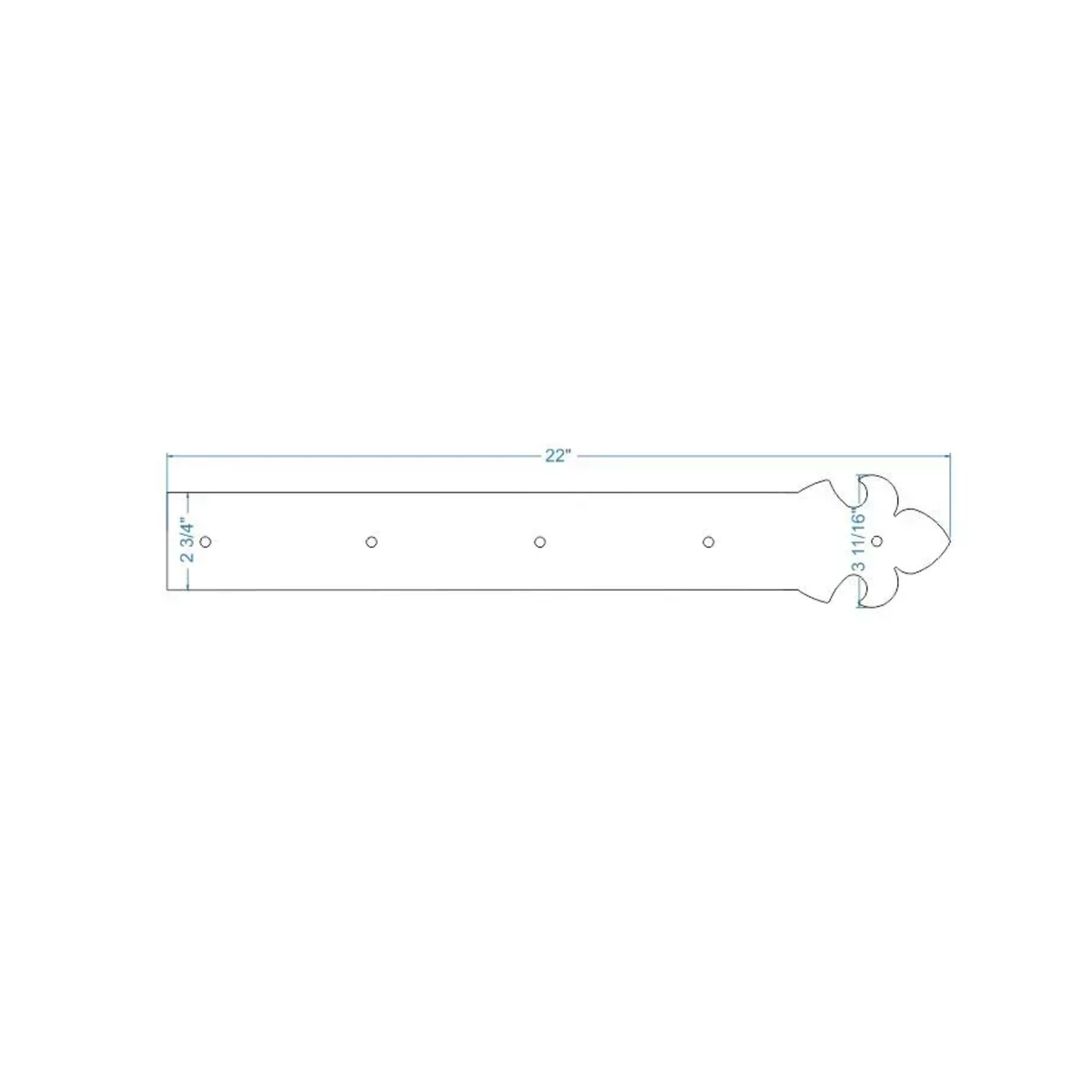 British Fleur De Lis Iron Garage Door Dummy Hinge Strap