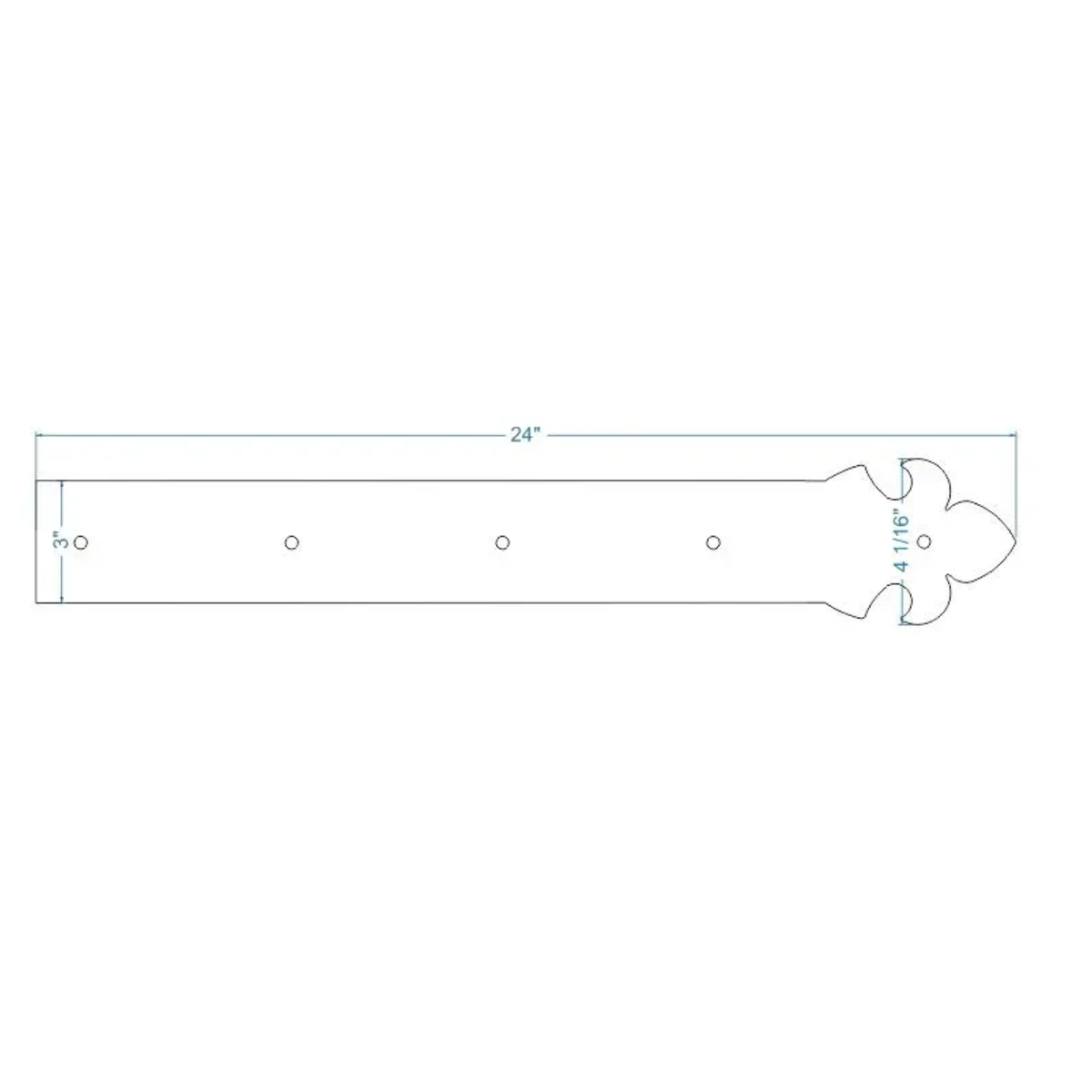 British Fleur De Lis Iron Garage Door Dummy Hinge Strap
