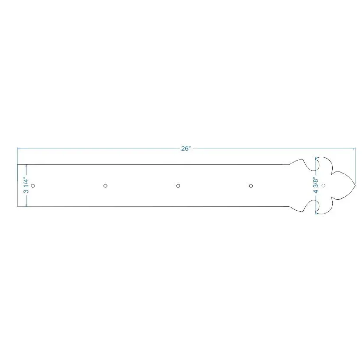 British Fleur De Lis Iron Garage Door Dummy Hinge Strap