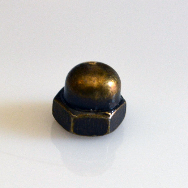 Cap Nut - Antique Brass Finish - Threaded 8-32