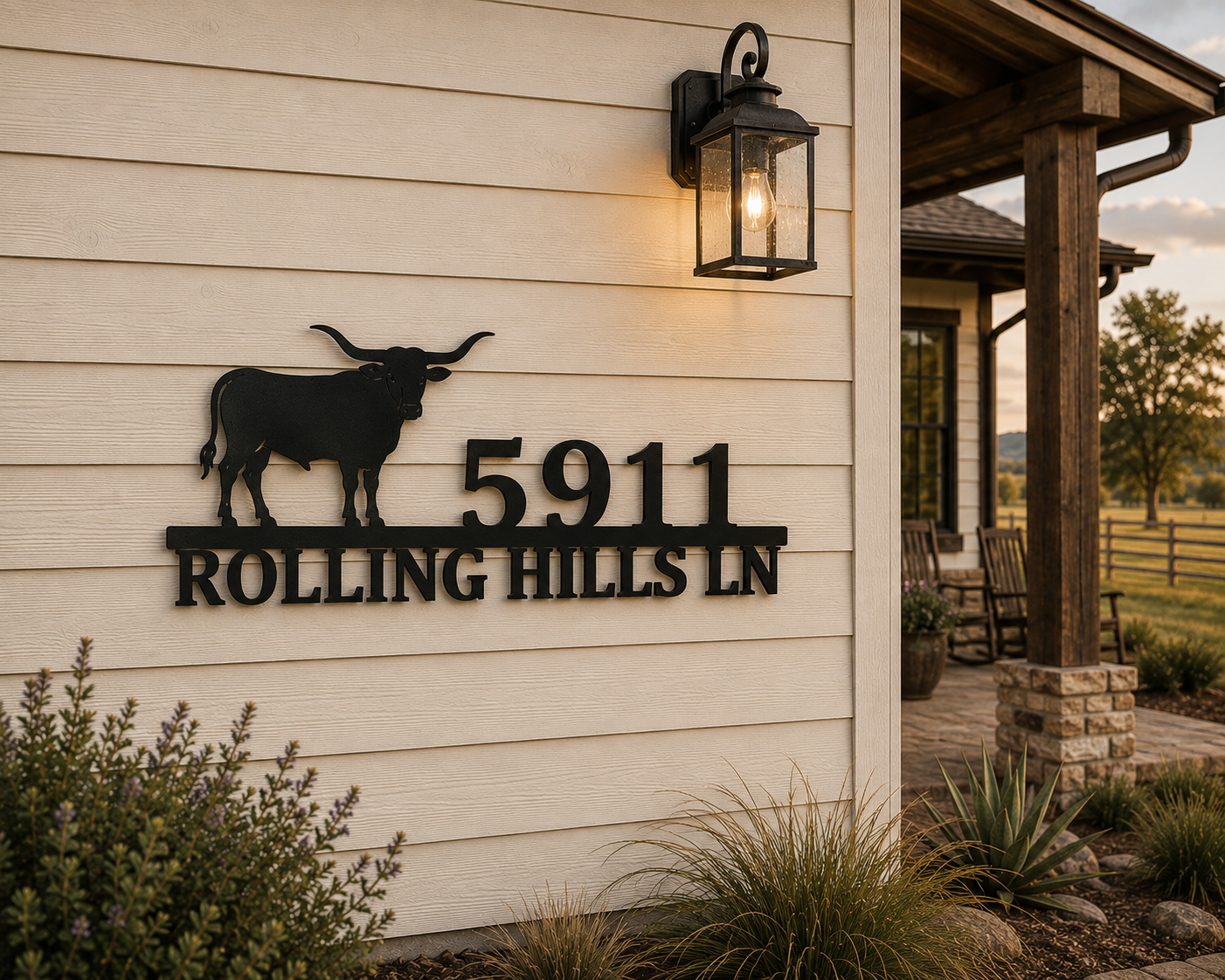Long Horn Address Sign