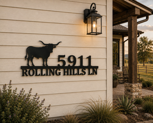 Long Horn Address Sign - 18"