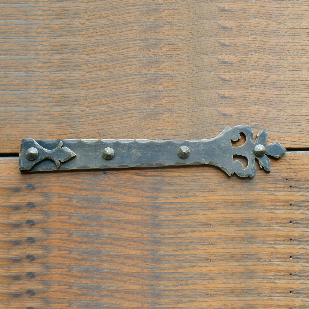 XL Roman Acanthus Wrought Iron Faux Hinge Strap