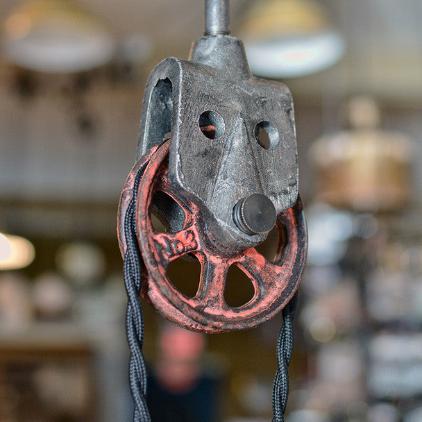 Grunge Pulley Wheel Bracket - Antique Black finish