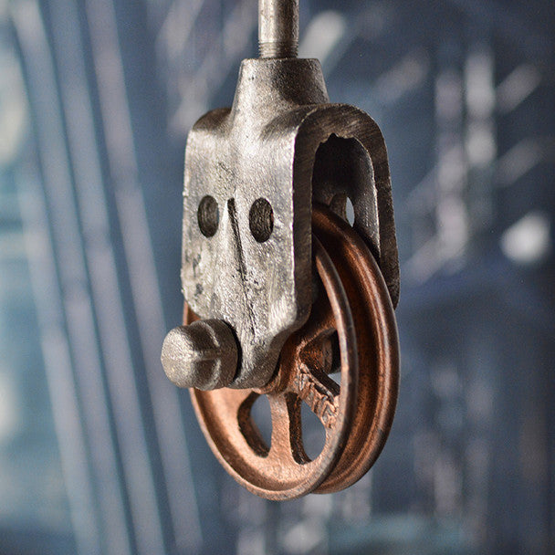 Grunge Pulley Wheel Bracket - Antique Black finish