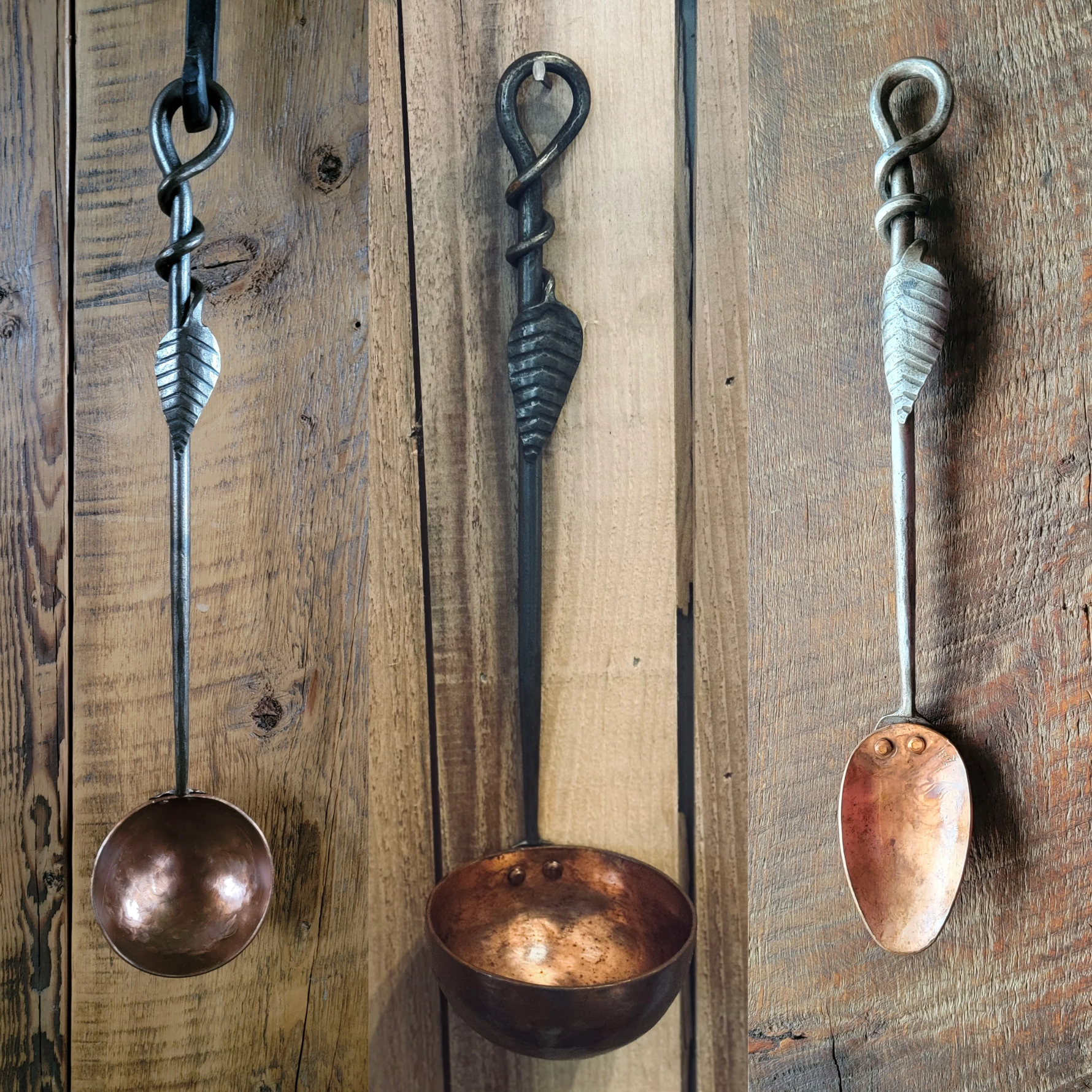 Copper Utensils with Leaf Handles - Choose Your Own Set of Three