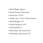 Décalage de la tête carrée de la pyramide de 3/8 po de diamètre