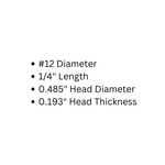 Set of 40 #12 x 1/4" Acorn Screws- Black Oxide