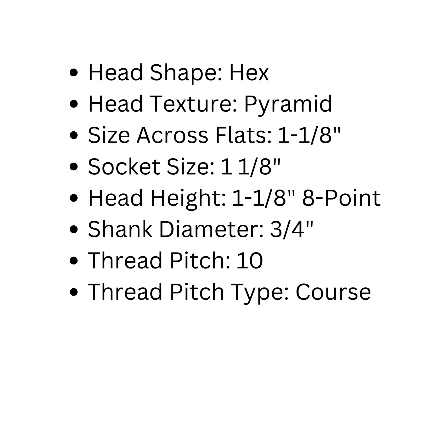 Boulon à tête hexagonale pyramidale de 3/4 po de diamètre