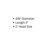 Set of 3 - 3/8” x 2” XL Hammered 1" Square Head Decorative Screw