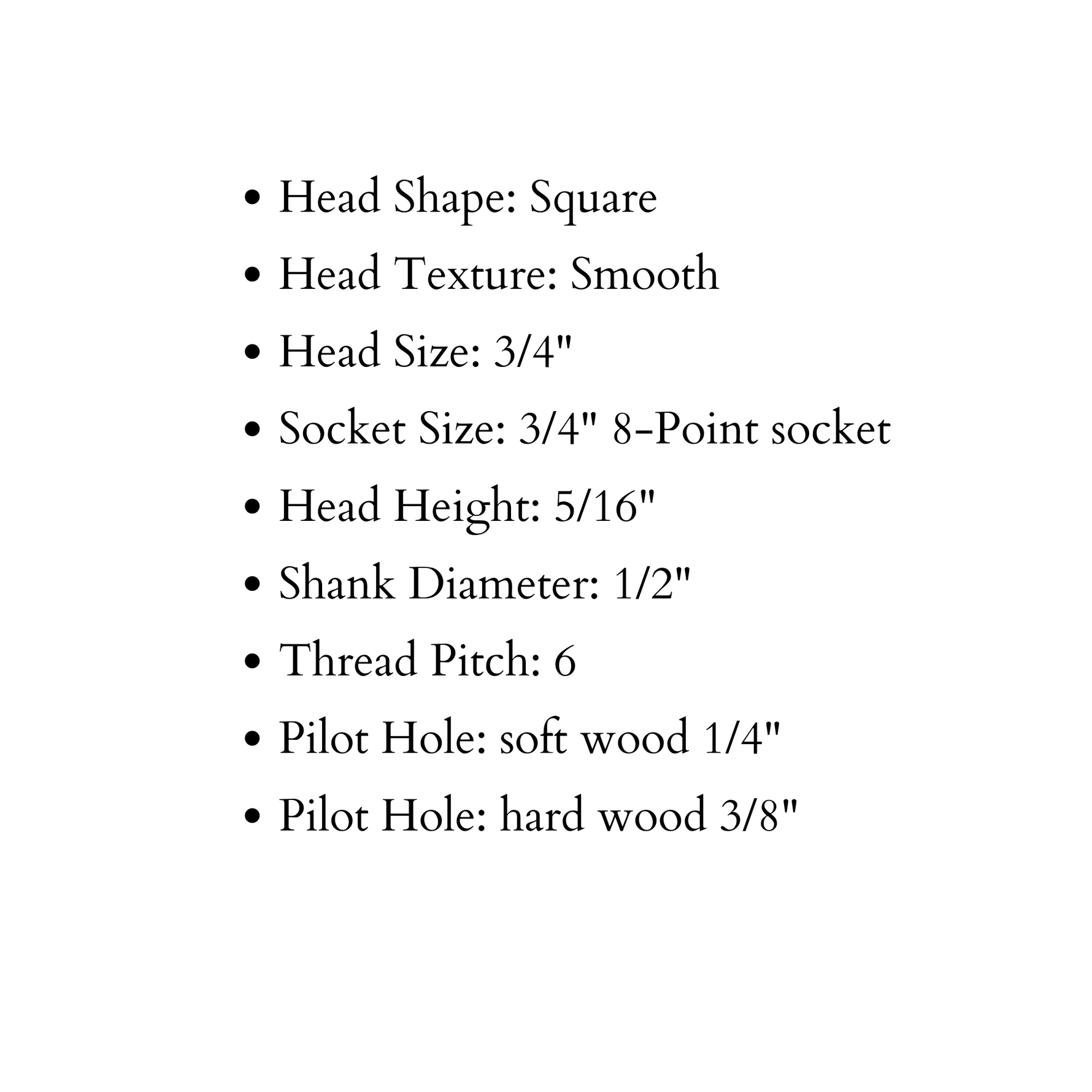 Tête carrée lisse de 1/2