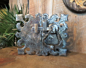 Romanesque Iron Latch for double Door - Old West Iron