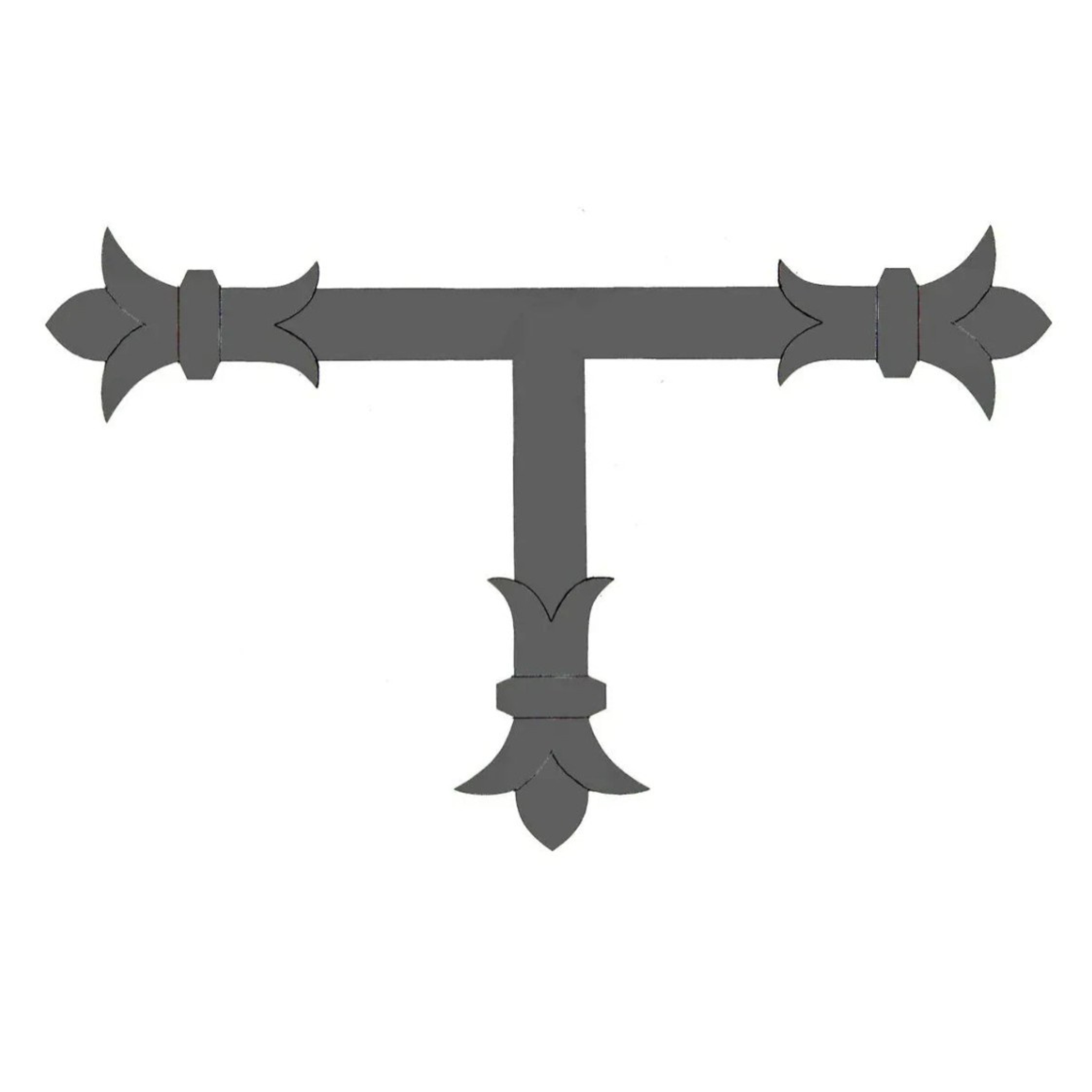 Correa en "T" de hierro con flor de lis de Babilonia