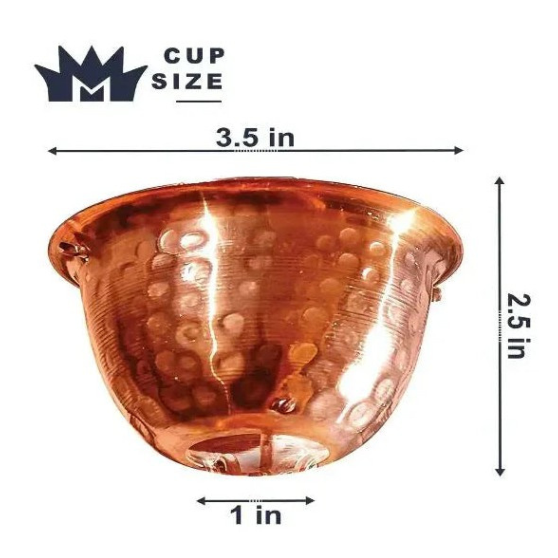 Solid Copper Hammered Rain Chain Cups 8.5 ft Long