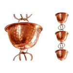 Solid Copper Hammered Rain Chain Cups 8.5 ft Long