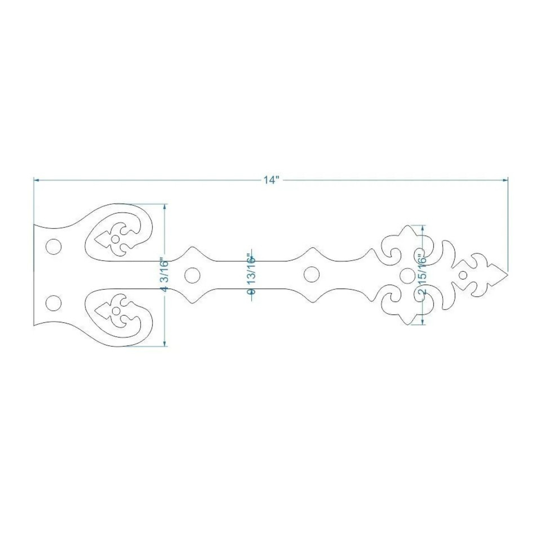 Sangle de charnière imitation fer forgé Renaissance