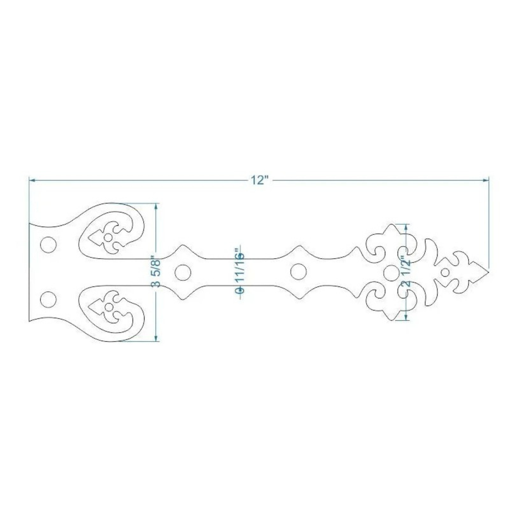 Sangle de charnière imitation fer forgé Renaissance