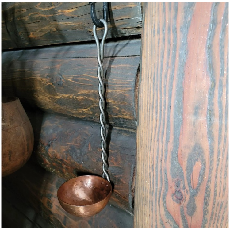 Hand Forged Twisted Iron and Copper Ladle