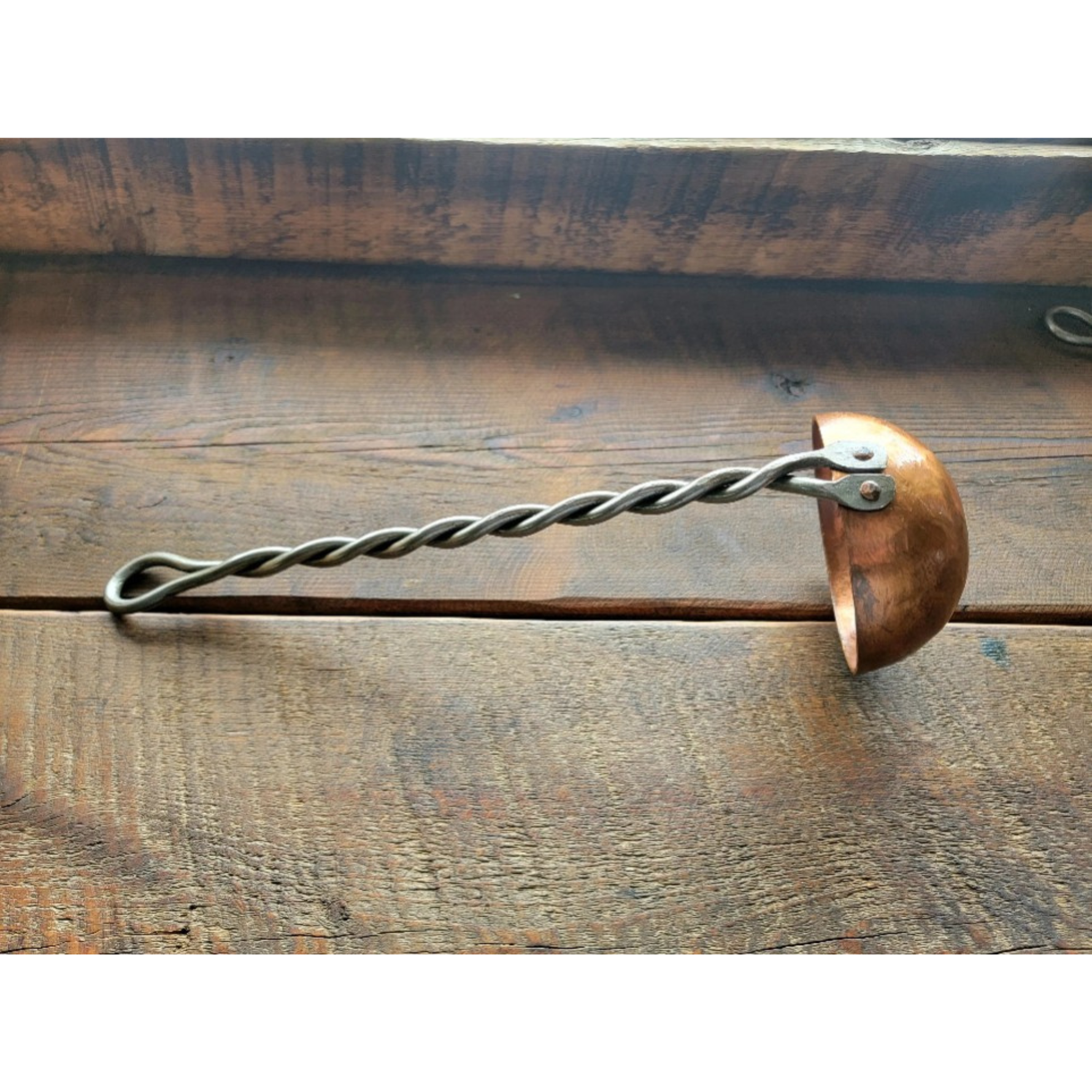 Hand Forged Twisted Iron and Copper Ladle