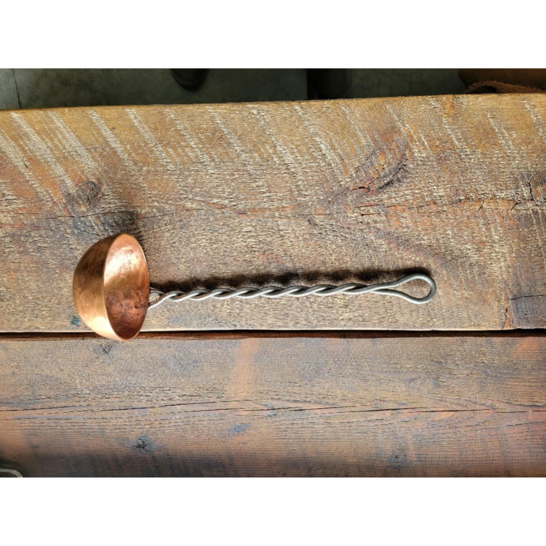 Hand Forged Twisted Iron and Copper Ladle