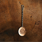 Hand Forged Twisted Iron and Copper Slotted Spoon