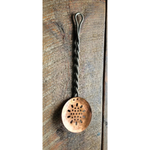 Hand Forged Twisted Iron and Copper Slotted Spoon