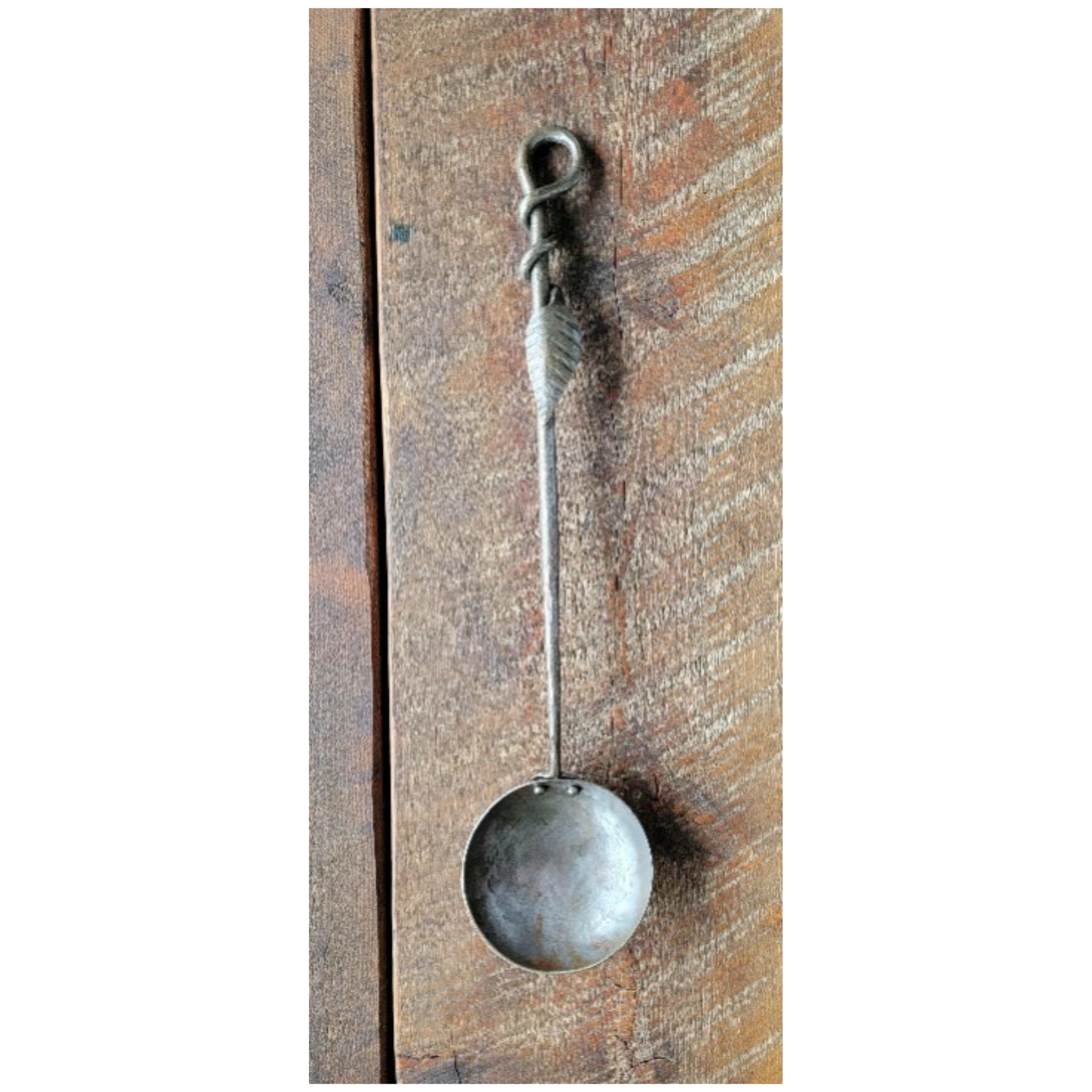 Hand Forged Steel Egg Spoon With Leaf Handle