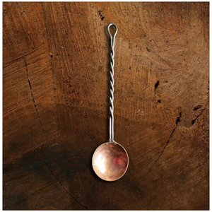 Hand Forged Twisted Steel and Solid Copper Egg Spoon