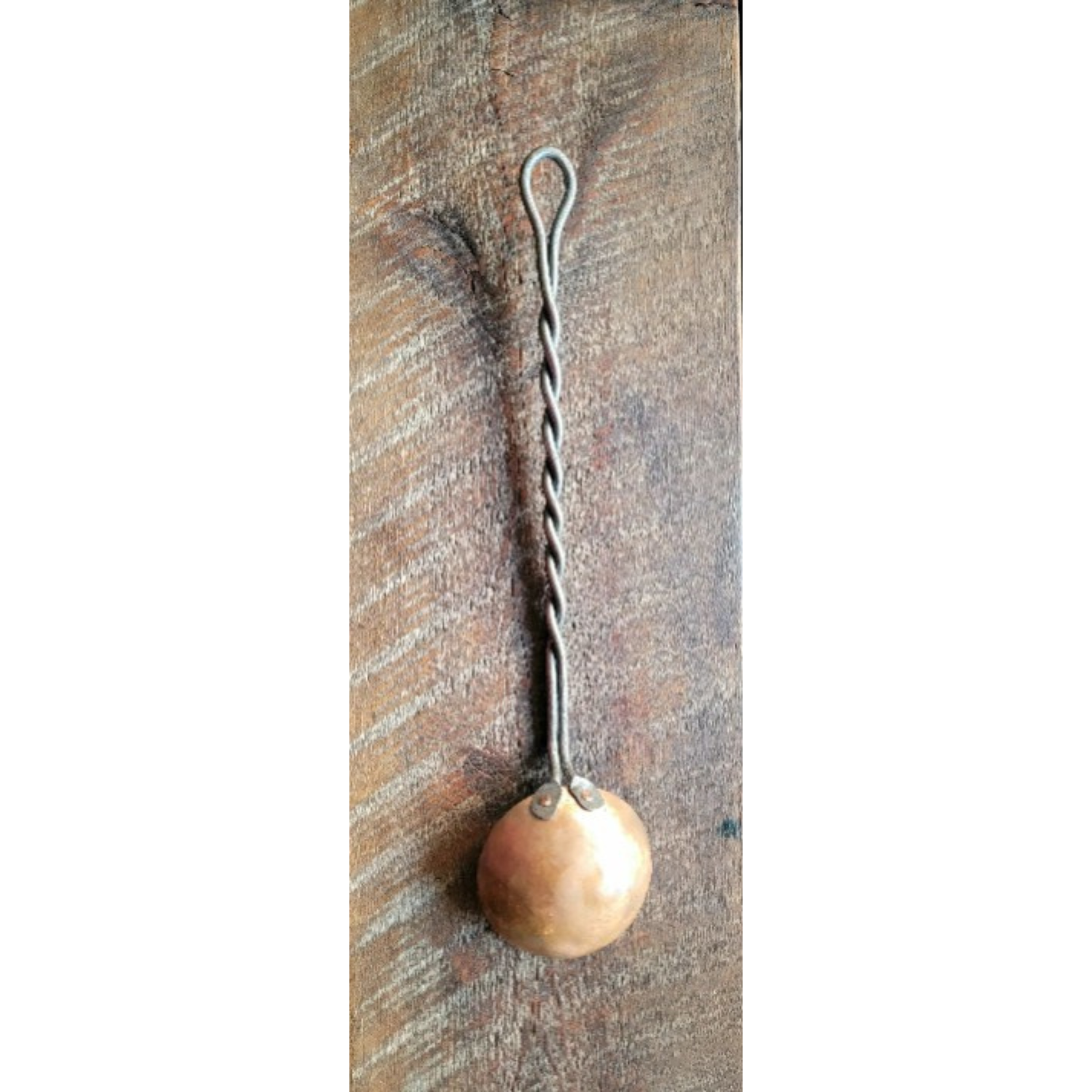 Hand Forged Twisted Steel and Solid Copper Egg Spoon