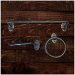 Hammered Iron Bath Hardware - Oval Backplates