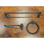 Hammered Iron Bath Hardware - Oval Backplates