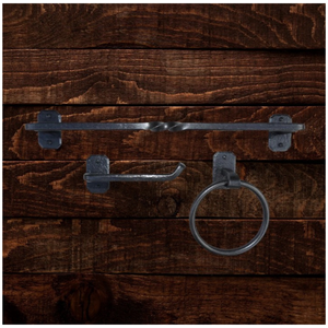 Iron Bathroom Accessories Traditional Set of 3 Hardware - Left-Facing TP / 12" bar inches / Raw/Unfinished