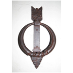 Auténtico aldaba de puerta con punta de flecha/tirador de anillo.
