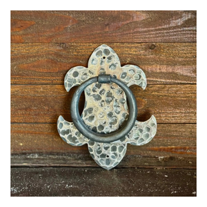 BRITISH FLOR DE LIS LLAMADOR DE PUERTA DE HIERRO / RINGPULL - Pequeña